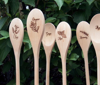 Upcycled Laser Engraved Stainless Steel Spoon Plant 