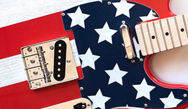 laser engraved custom stars and stripes guitar