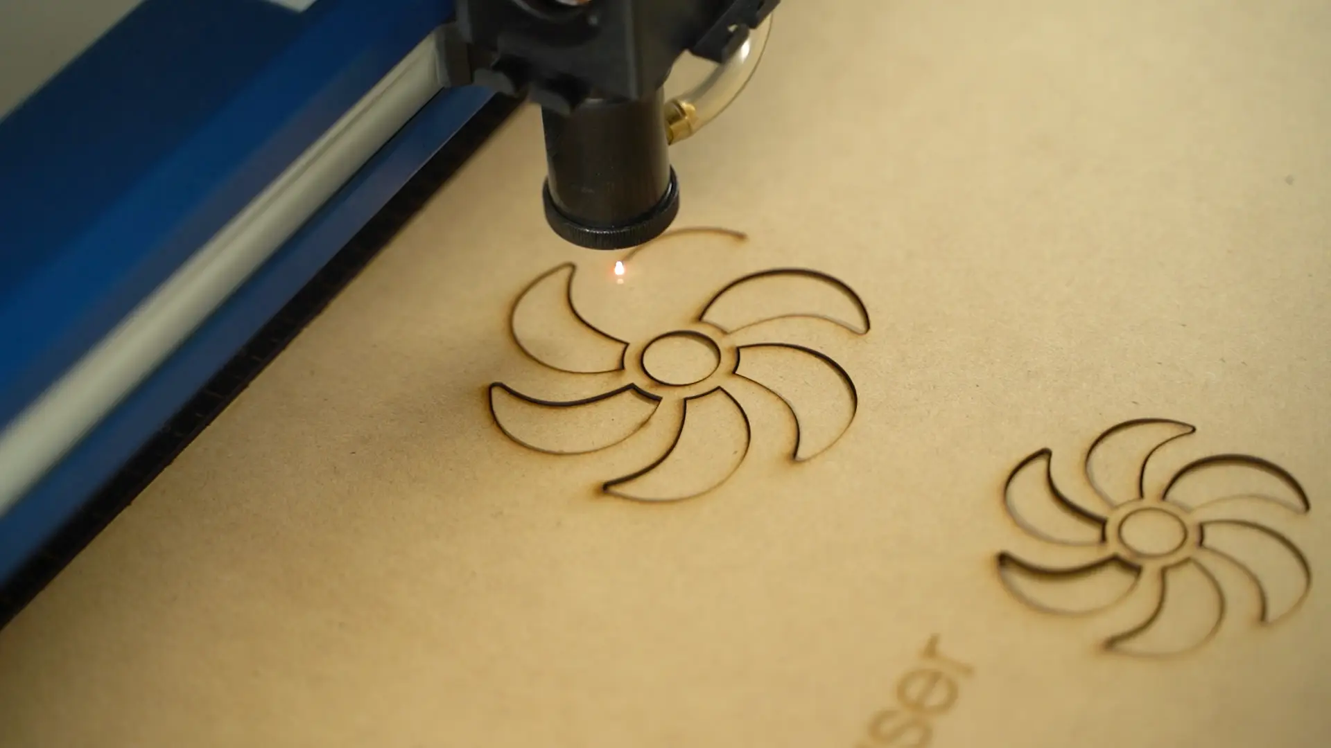 laser cutting the fan holes mdf cutting