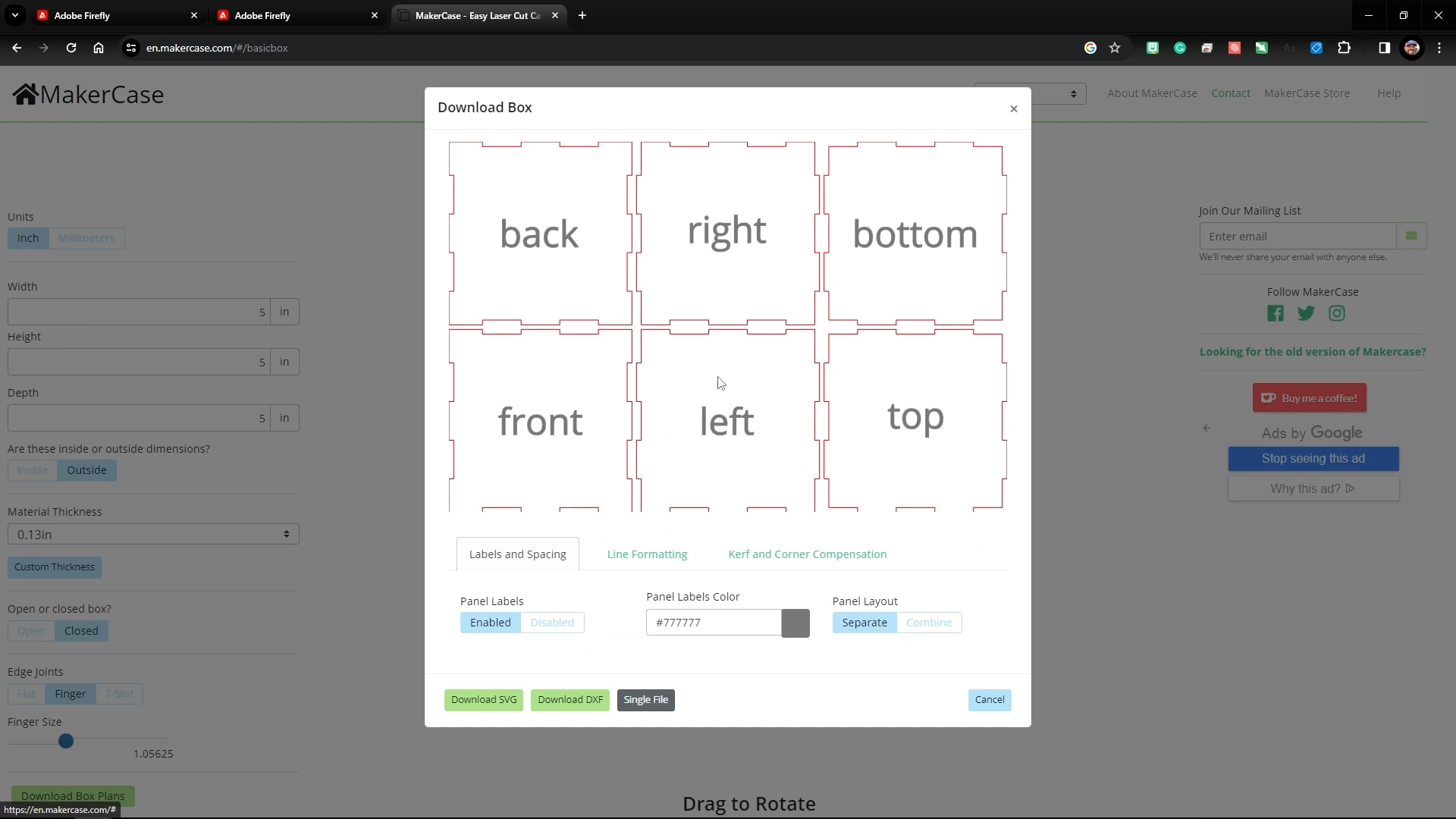 maker case export box plans svg