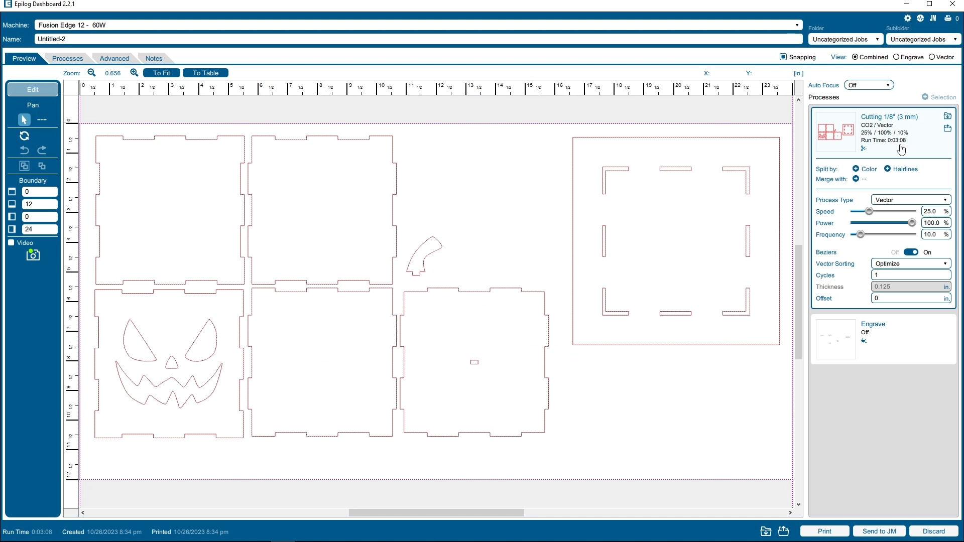 software suite dashboard cutting settings redline