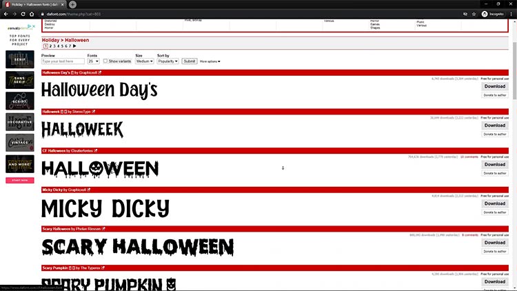 dafont free halloween fonts for laser projects