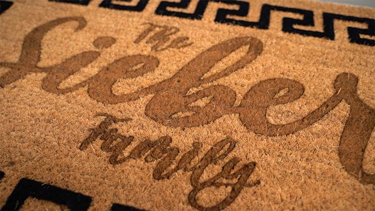 family name coir doormat laser engraving