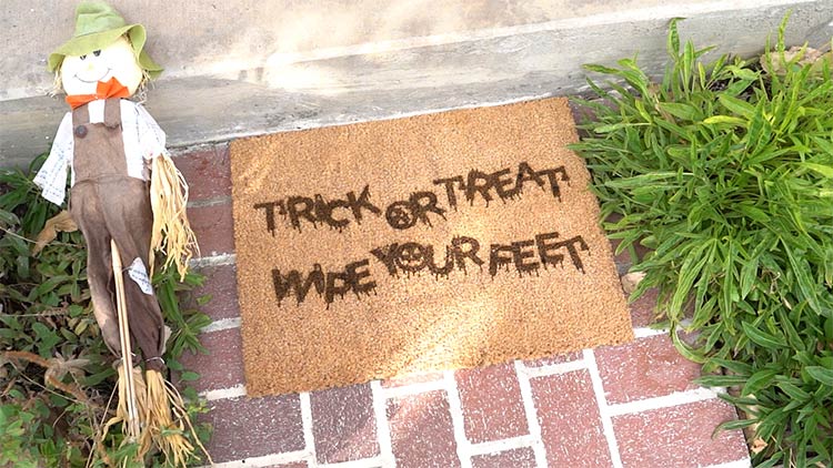 halloween doormat engraving on the doorstep