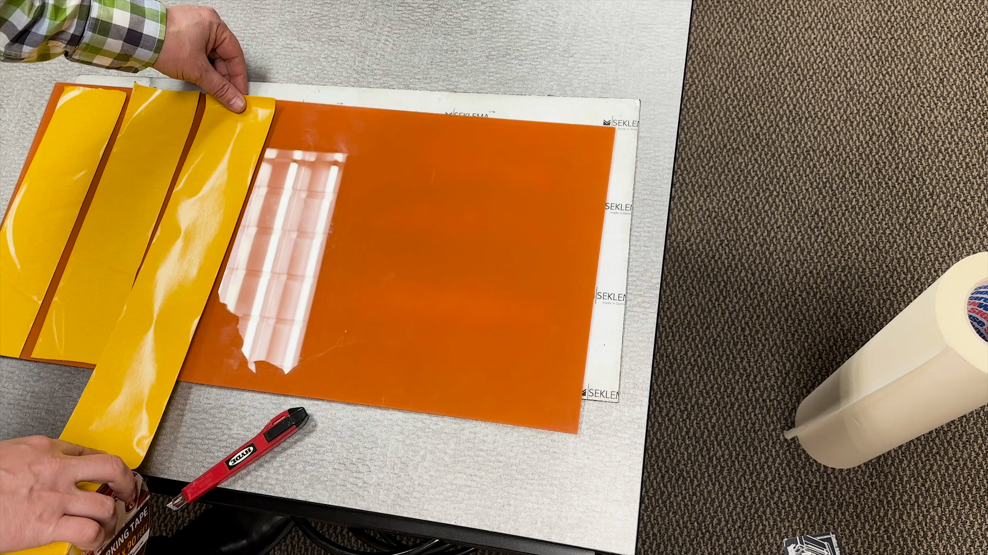 applying double stick tape to acrylic