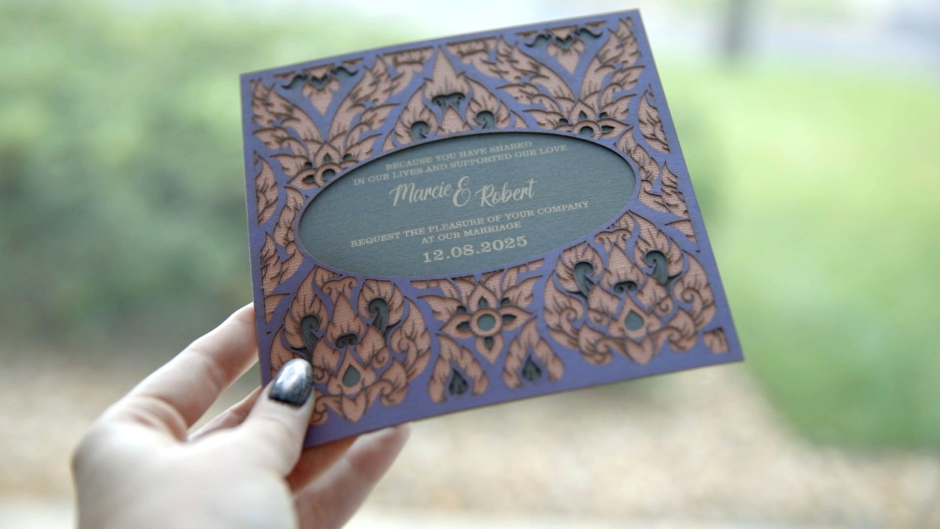 Custom laser cut paper wedding invites