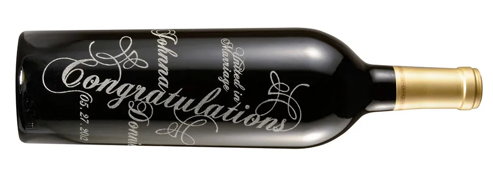 laser engraved wine bottle wedding gift