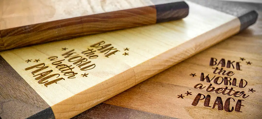 wood cutting boards stacked personalized messages