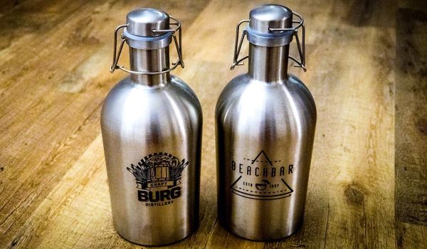 Growlers em Aço Inoxidável Marcados a Laser CO2