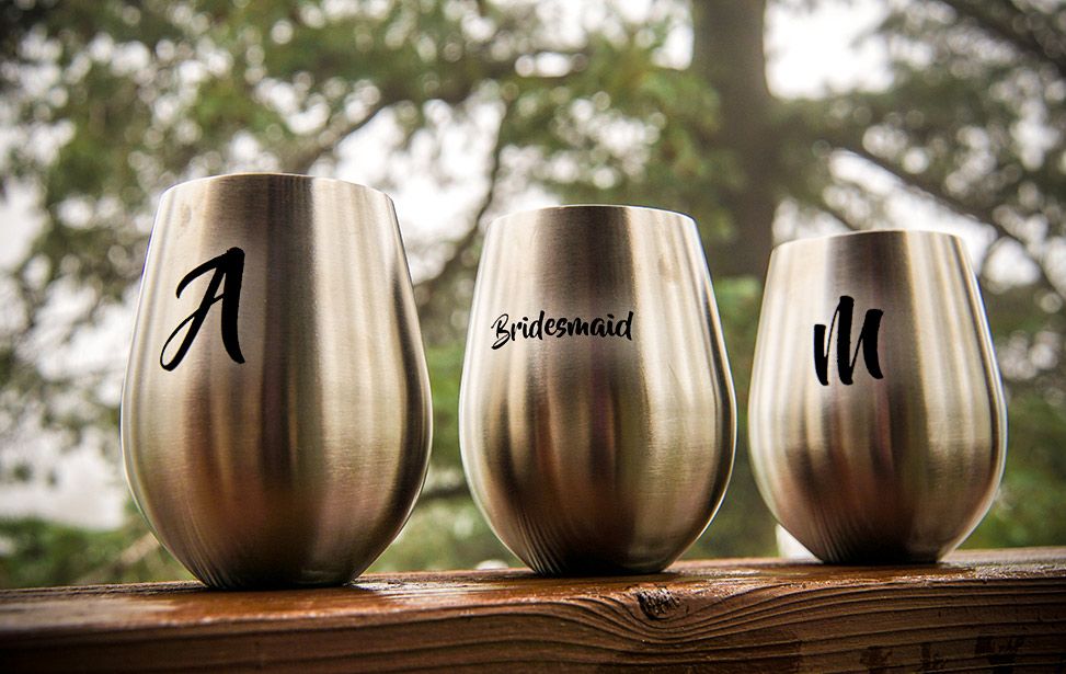 Stemless Wine Glasses Marked with CerMark