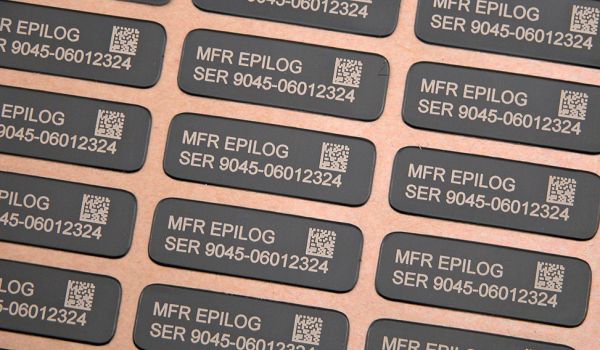 Anodized aluminum sticker labels engraved with bar code and serial number